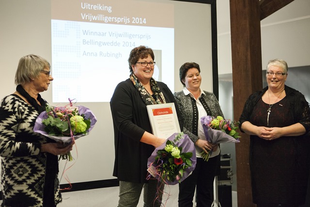 Uitreiking Vrijwilligersprijs 2014 tijdens Nieuwjaarsreceptie gemeente Bellingwedde 2015